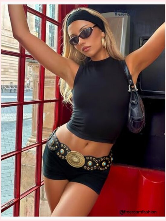 Western Disc Belt with Turquoise Boho Cowgirl Belt Faux Leather main image 5